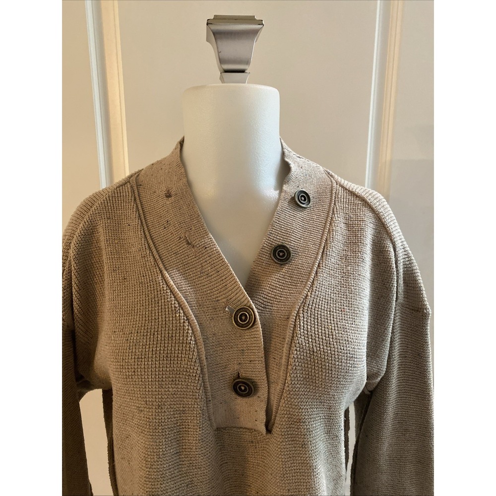 Daily Practice Anthropologie‎ Beige Confetti V-Neck Waffle Knit Sweater Size XS - Picture 2 of 9